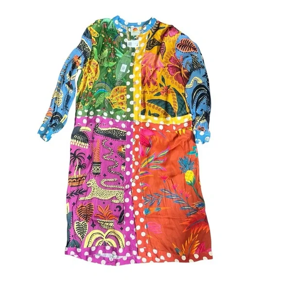 NEW FARM RIO Earth Rainbow Shirtdress Size M - Picture 2 of 3